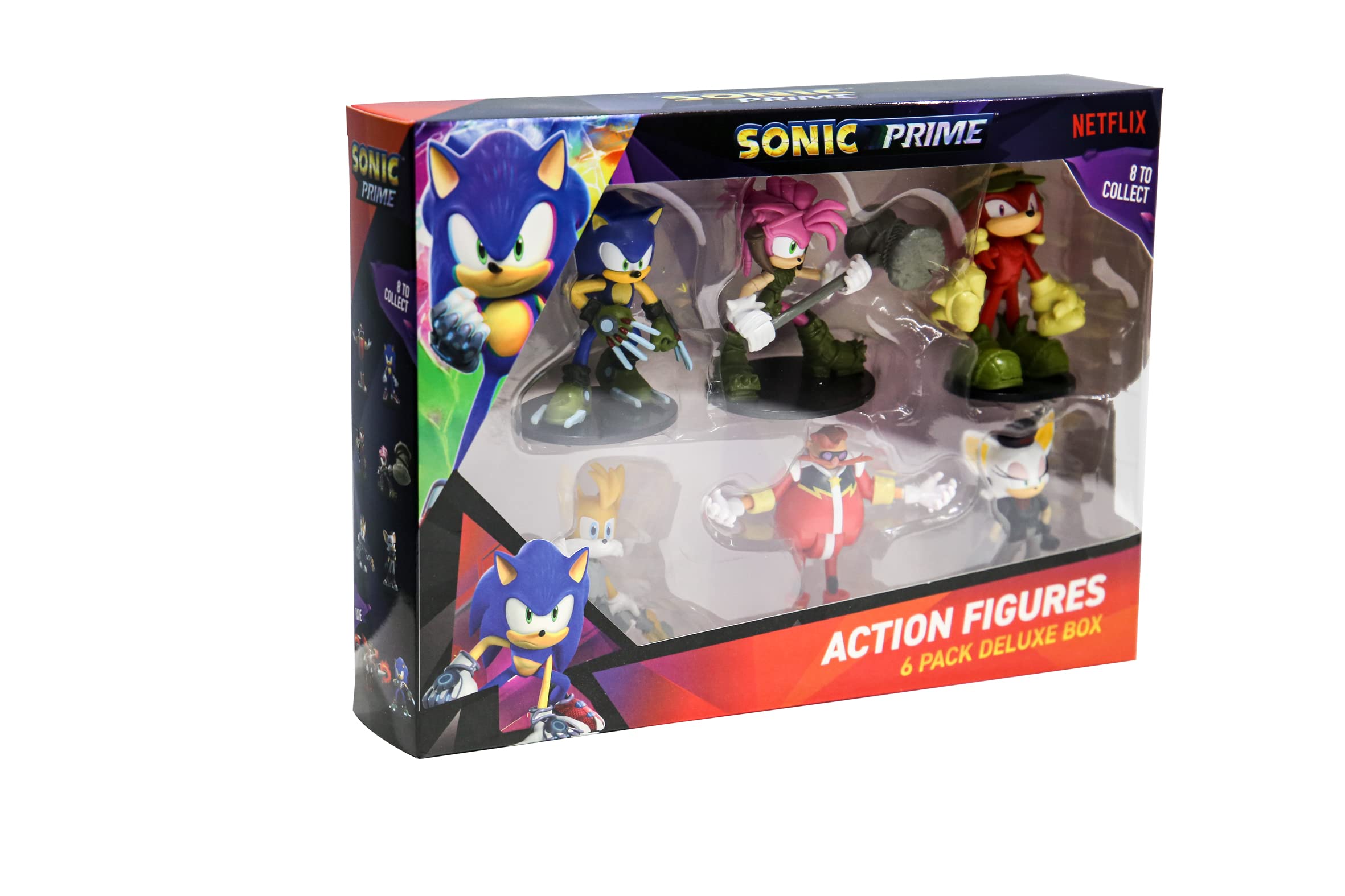 BANDAI Sonic Prime Action Figures 6 Pack Set 2 | 6 7.5cm Sonic The Hedgehog Articulated Figures Based On The Sonic Prime Netflix TV Show | Sonic Toys Make Great Gaming Merchandise For Adults And Kids