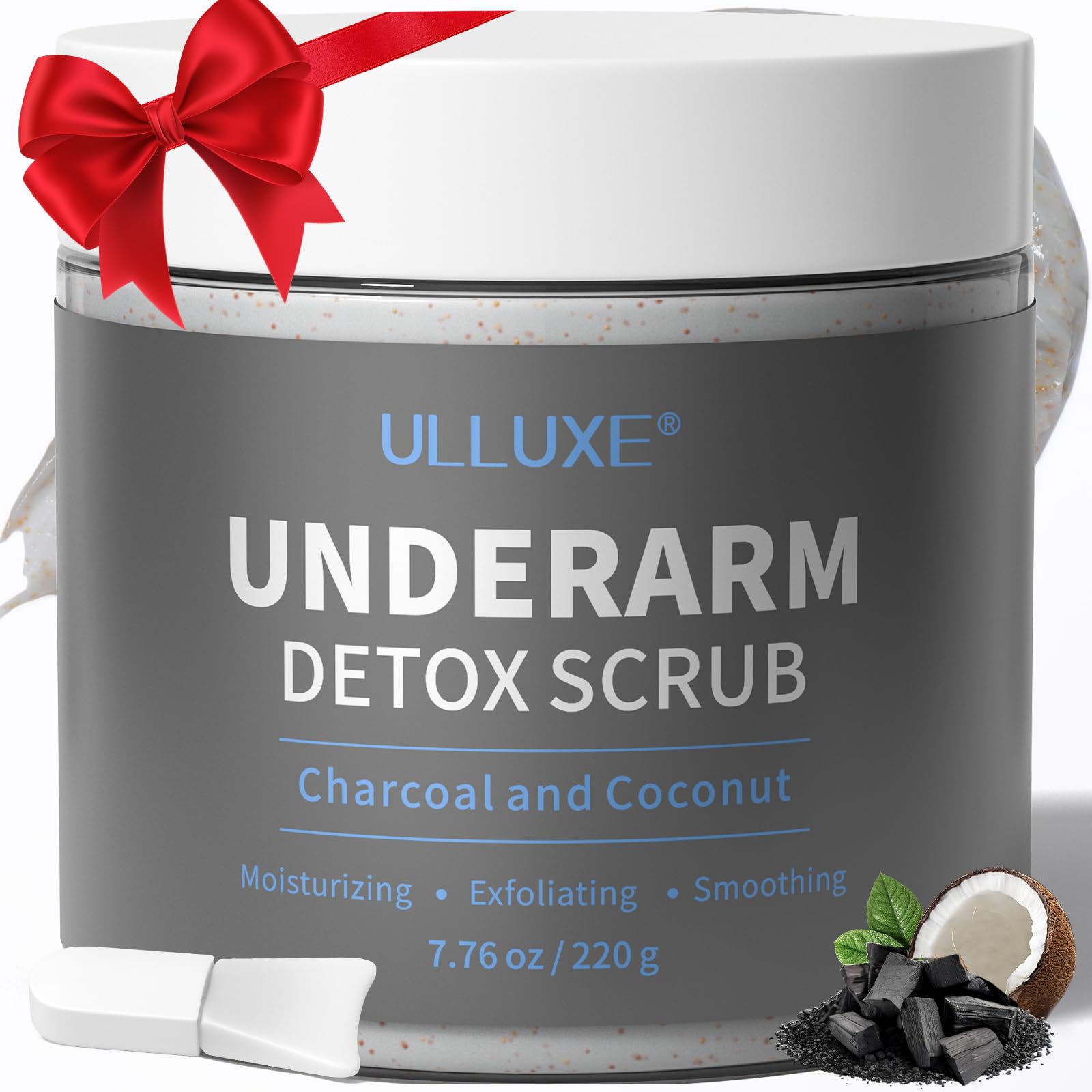 Charcoal Underarm Detox Scrub for Odor Control, Dark Armpits Spots Remover, Armpit Detox & Bikini Area Body Scrub Exfoliating & Moisturizing, Natural Deodorant Scrub for Women & Men, 7.7 Oz