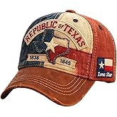 Lone Star Legacy Texas Republic Baseball Cap, Cotton Unisex Retro Style Hat, Adult Size, All Seasons