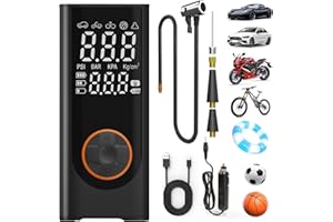 Piwaal Dual-Power Portable Air Compressor, Cordless Tire Inflator with Dual Display & Preset Function, 150PSI Auto Shut Off P