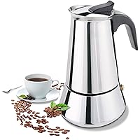 FCUS Stovetop Espresso Maker, Moka Pot,100ml/3.3oz/2 Cup Percolator Italian Coffee Maker, Classic Cafe Maker, Stainless…
