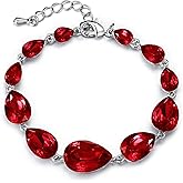 BriLove Shiny Gorgeous Women's Crystal Multi Teardrop Cluster Link Bracelet for Wedding Bridal Party Prom