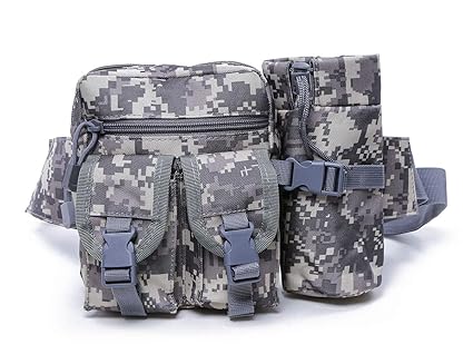 Electomania Nylon Camo Waist Pack Bag Fanny Packs Waterproof Hip Belt Bag Pouch for Hiking Climbing Outdoor Bumbag (Color: acu camo)