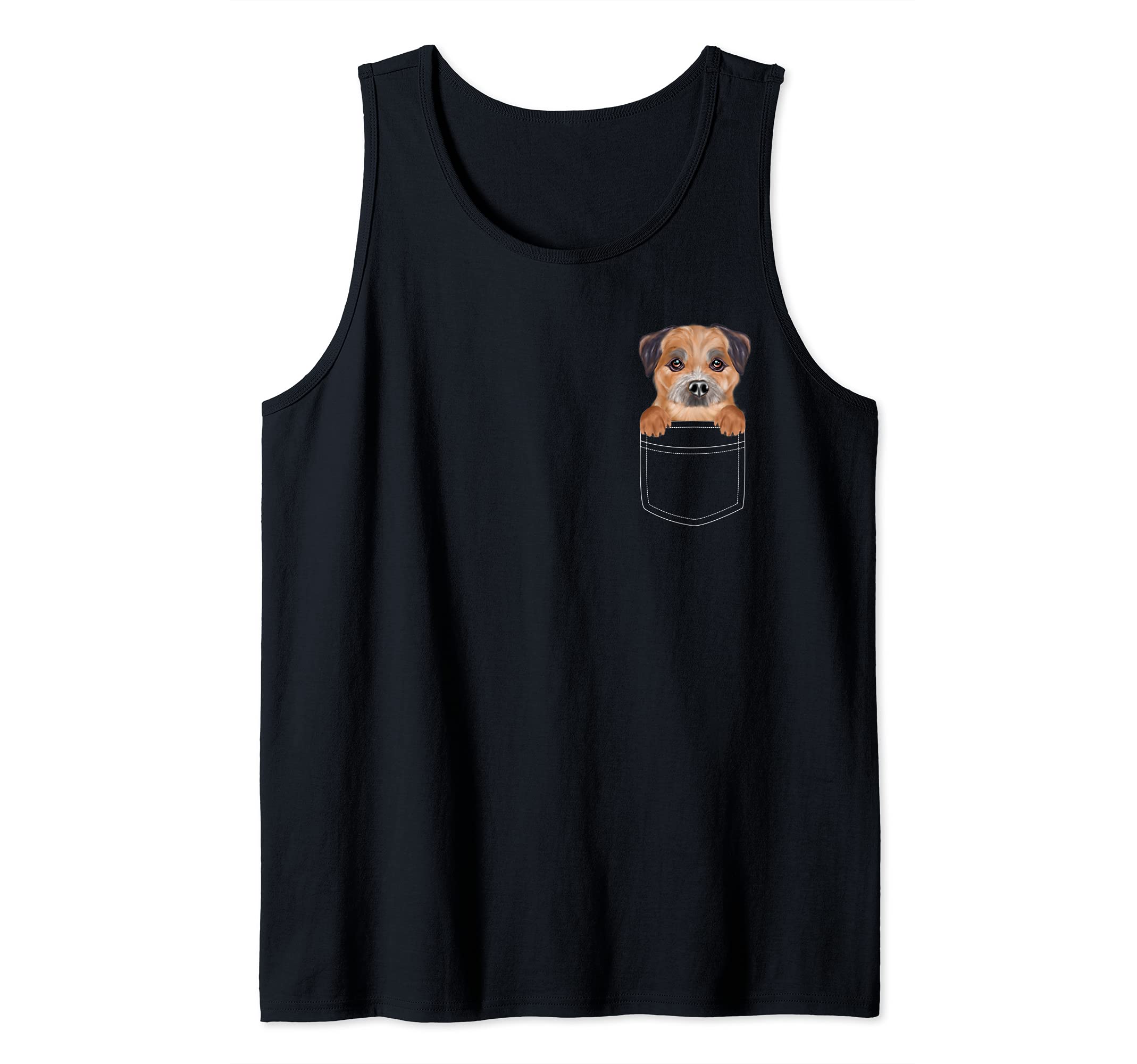 Border Terrier Dog In Pocket Funny Dog Lover Tank Top