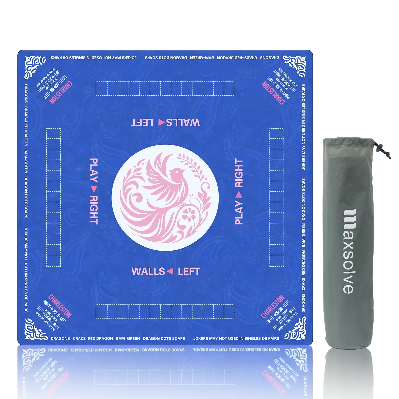 Photo 1 of 2025 Mahjong Mat, 31.5" x 31.5" Neoprene Mahjong Table Mat with Rules, Anti Slip & Noise Reduction Gaming Mat for Poker, Card, Dominoes, Board & Tile Games, Mahjong Gift with Carrying Bag - Blue