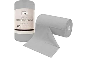 H4N Microfiber Cleaning Cloth Roll, 85 Pack Tear Away Towels, Lint Free, Absorbent, Streak Free, Non-Abrasive, Reusable and W