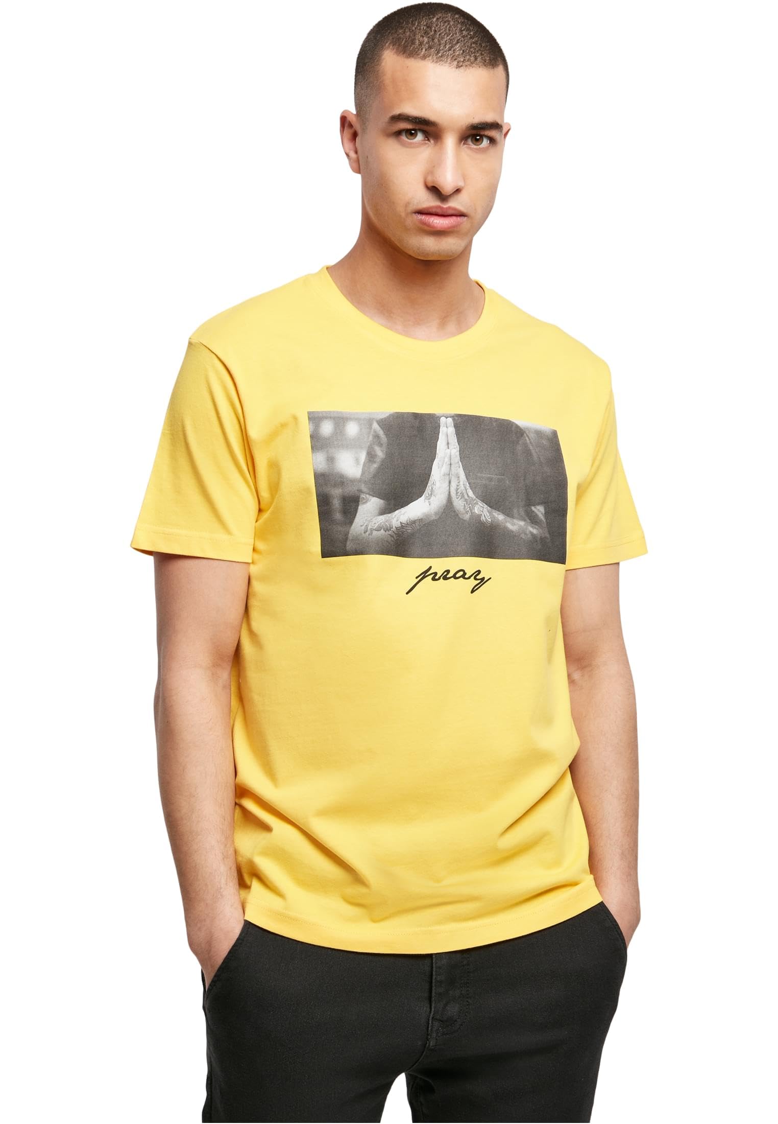 Mister Tee Herren Pray Tee T-Shirt, Taxi Yellow, XS