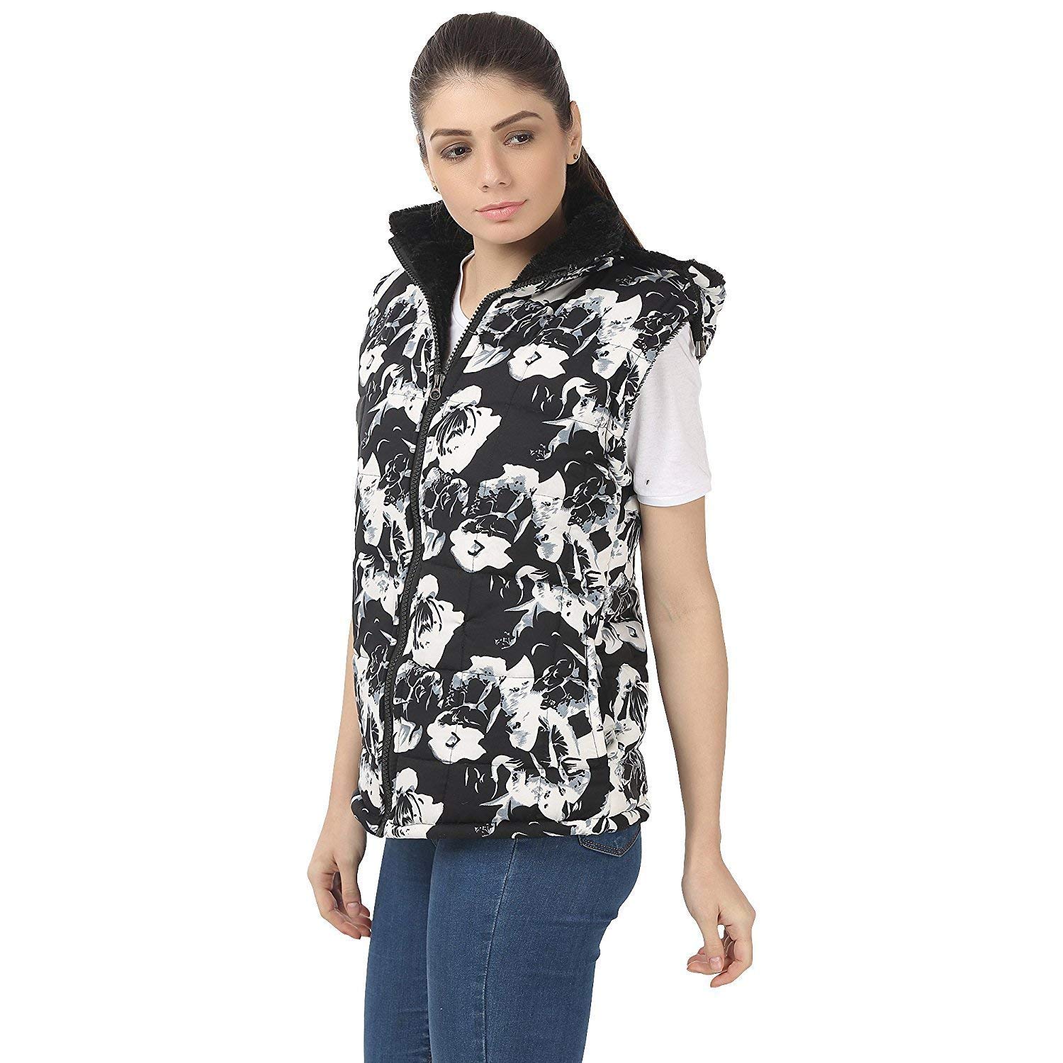 my swag women's winter sleeveless hooded jacket