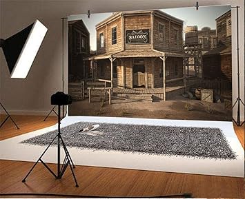 Buy Dashan 10x8ft Western Saloon Backdrop Vintage Old Wood Houses