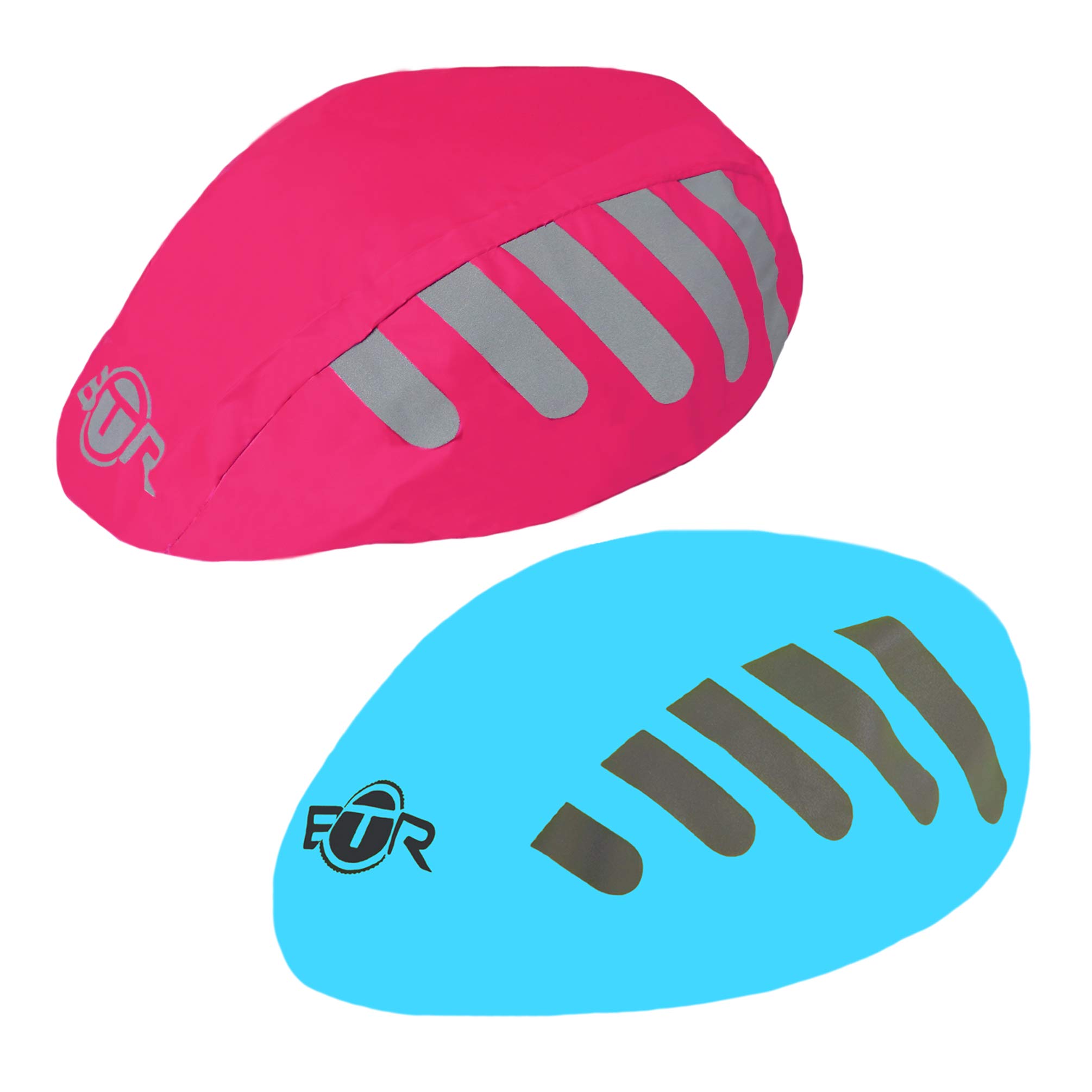 BTR Waterproof Bicycle Helmet Covers x 2. Blue & Pink