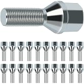 SCITOO M12x1.25 Lug Nuts Set Silver 28mm Shank Length Wheel Lug Bolts,20Pcs | 12x1.25 Lug Bolts Studs Hex 17mm Fit for Jeep Compass for Renegade for Cherokee,for Fiat,for Chrysler 200,for Dodge Dart