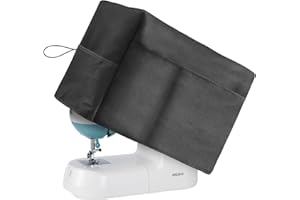 Boczif Sewing Machine Cover with Accessories Storage Pockets and Side Handle, Sewing Dust Cover Compatible with Most Standard Singer Brother Machines(Black)