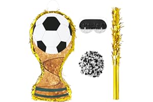 WINTS Football Piñata Soccer Trophy Piñata Kids Piñata with Blindfold and Stick for Birthday Party School Activities Game Par