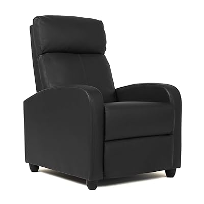FDW Wingback Recliner Chair Leather Single Modern Sofa Black