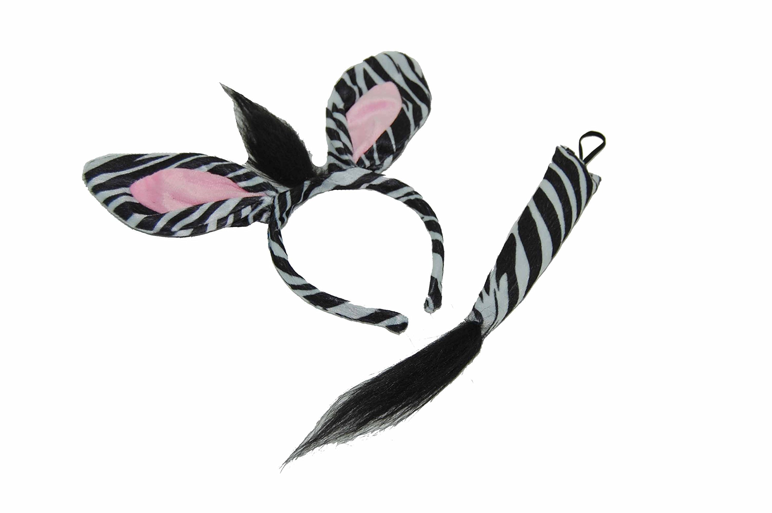 GIZZY® Zebra Ears on Headband and Tail Set. Fancy Dress, Book day.