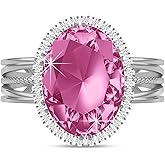 Linawe Birthstone Chunky Adjustable Rings for Women, Gold/Silver/Rose Gold Statement Rings, Imitation Diamond Fake Gemstone Crystal Cocktail Ring, Cubic Zirconia Costume Jewelry