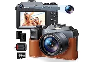 FIREFOTO 4K Digital Camera, Autofocus 64MP Vlogging Camera for YouTube with 3.0" Screen Dual Cameras Flash 18X Digital Zoom Compact Travel Camera with 64GB SD Card, 2 Batteries for Photography Beginner