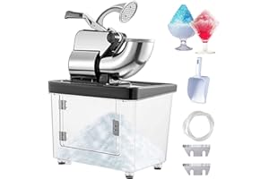 VEVOR 110V Commercial Electric Ice Shaver 440lbs/h, Snow Cone Machine with Dual Blades, Stainless Steel Shaved Ice Machine fo