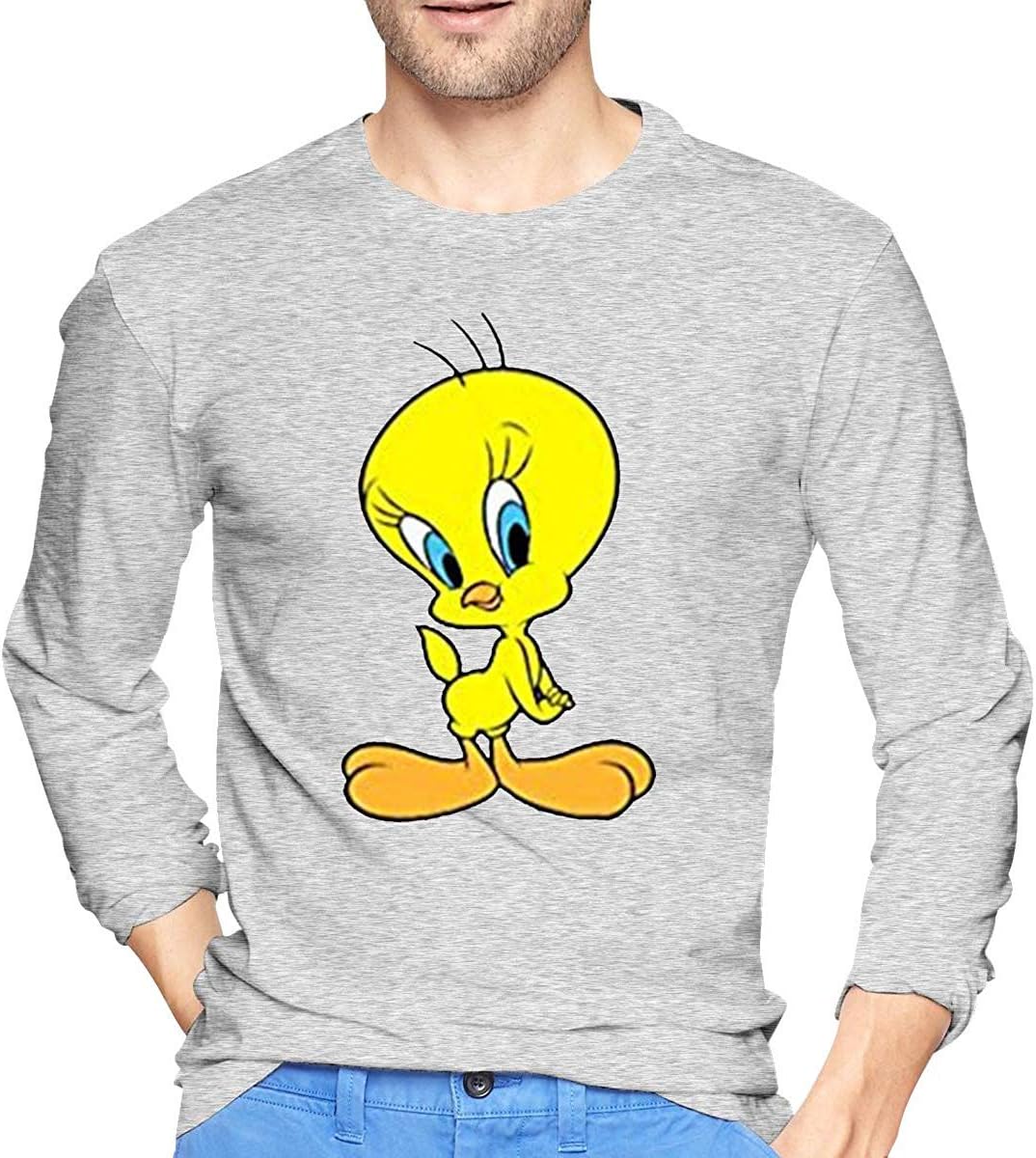 Men's Shirt Fashion Long Sleeve Tweety Bird Tshirt for Men