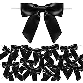AKLVBL 2.5" Black Satin Ribbon Twist Tie Bows for Gift Wrapping - 30 Counts