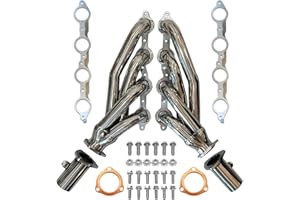 CERTIFIED AUTOMOTIVE EXPERTS Shorty Headers for LS Swaps – 304 Stainless Steel Exhaust Headers with Upgraded Gaskets – Fits 4.8L, 5.3L, 5.7L, 6.0L, 6.2L Gen 3/4 LS Engines