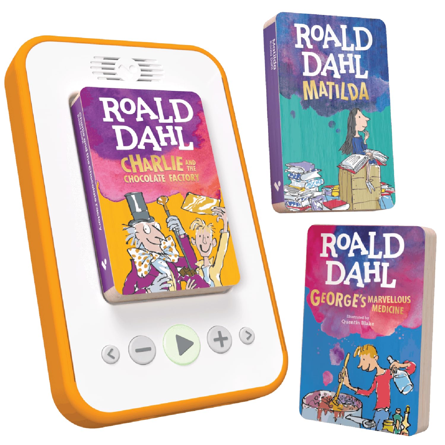 voxblock Wifi & Screen-Free, Portable Kids Audio Book Player | Roald Dahl Kids Audio Books Starter Pack - inc. Matilda Book & 2 more Road Dahl Books