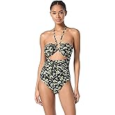 Michael Kors Womens Alluring Floral Cut Out Bandeau One Piece
