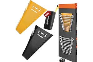 GRENPRO Wrench Organizer for Tool Box, 2 Pack Magnetic Wrench Holders Organizers, Storage for Tool Box Drawer, SAE 1/4" - 15/16" & Metric 6 MM-24 MM Wrenchs Rack