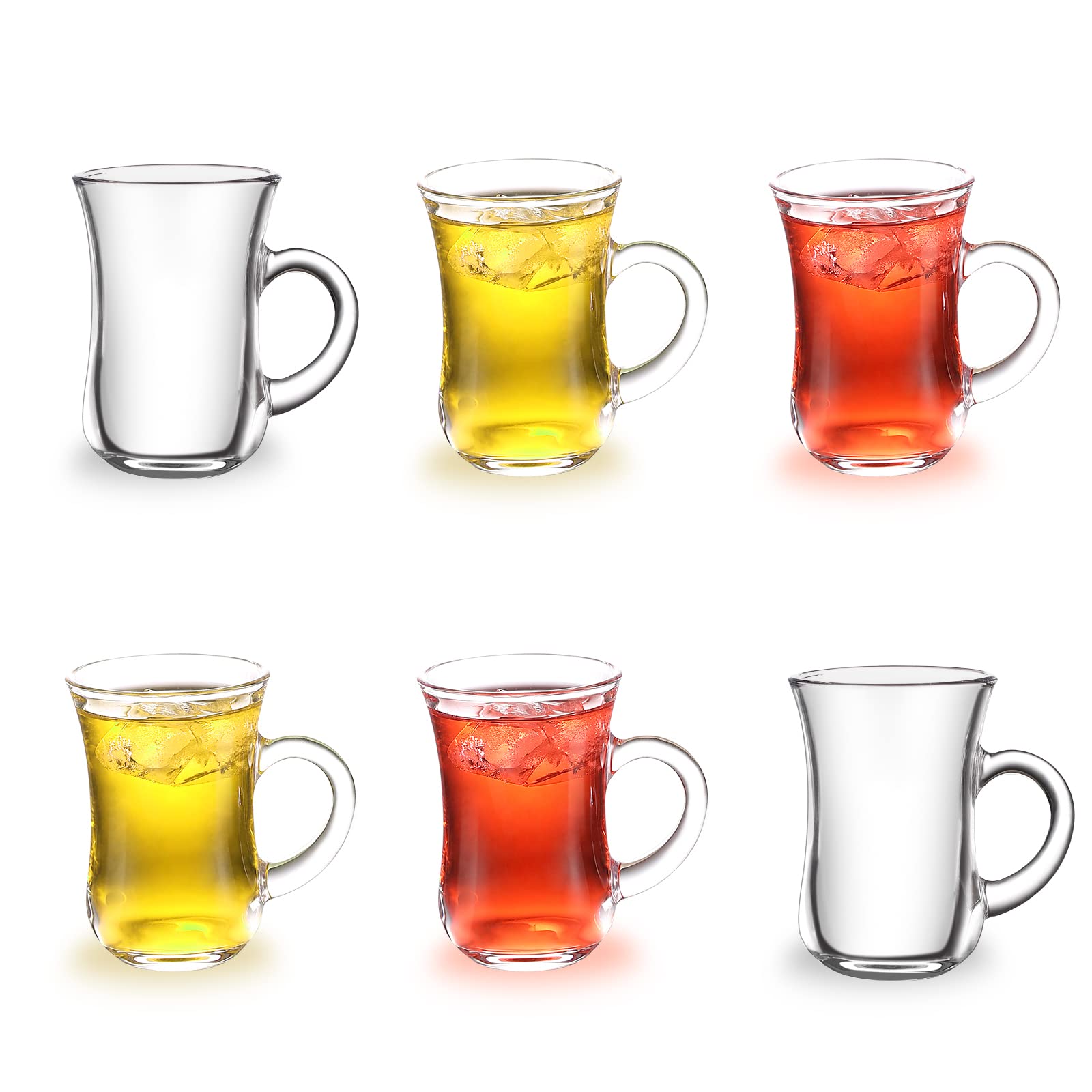 Royal Cuisine 6X Turkish Glass Tea Cups Stylish Latte Cappuccino and Hot Chocolate Coffee Mugs – (145 ML)