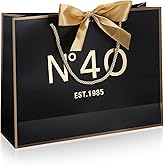 Kolldenn 40th Birthday Gift Bag 1985 40 Year Old Black Gold Birthday Paper Bag 12.6" Keepsake Metallic Printing Party Present for Men Women Gift Wrapping