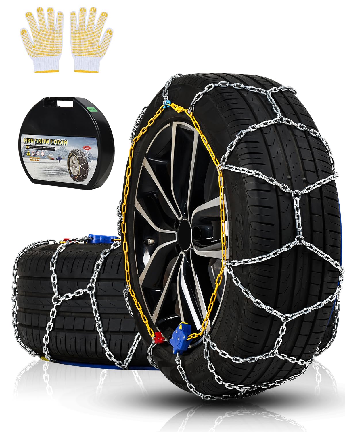 Photo 1 of Auto Tightening Snow Chains Tire Chains For Cars Suv Pickup Trucks - Auto Tightening 1 Min Quick Fit AND Easy Installation, Reusable Universal Emergency Traction Snow Chains - Set of 2?HKN100?