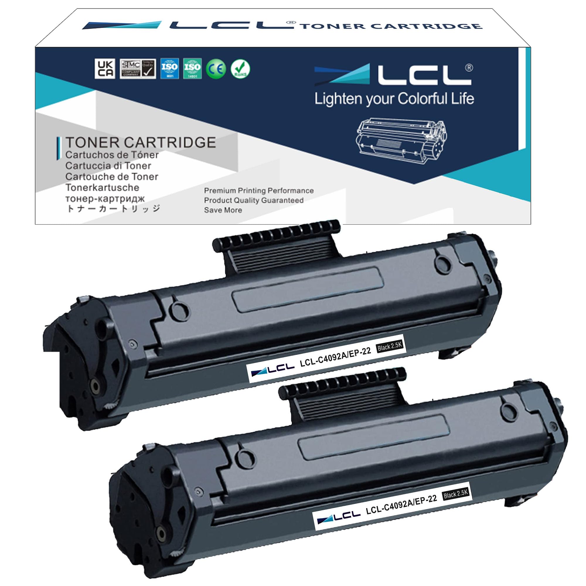LCL C4092A EP-22 Toner Cartridge Replacement for HP LaserJet 1100 1100A 1100A xi 1100se 1100xi 3200se 3200m C4092A EP-22 (2 Black)