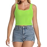 ALINGSANBA Women's Sleeveless Ribbed Tank Tops V Neck Stretchy Casual Basic Form Fitting Crop Tops