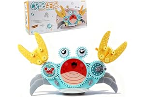 CONTROL FUTURE Crawling Crab Gear Set Toy - Tummy Time Musical Crab Toys Stacking & Building Blocks Educational STEM Game for Toddlers & Kids 3-5, 1 2 3 Yr Old Birthday Gift Christmas Stuff for 0-36 Month Boys Girls