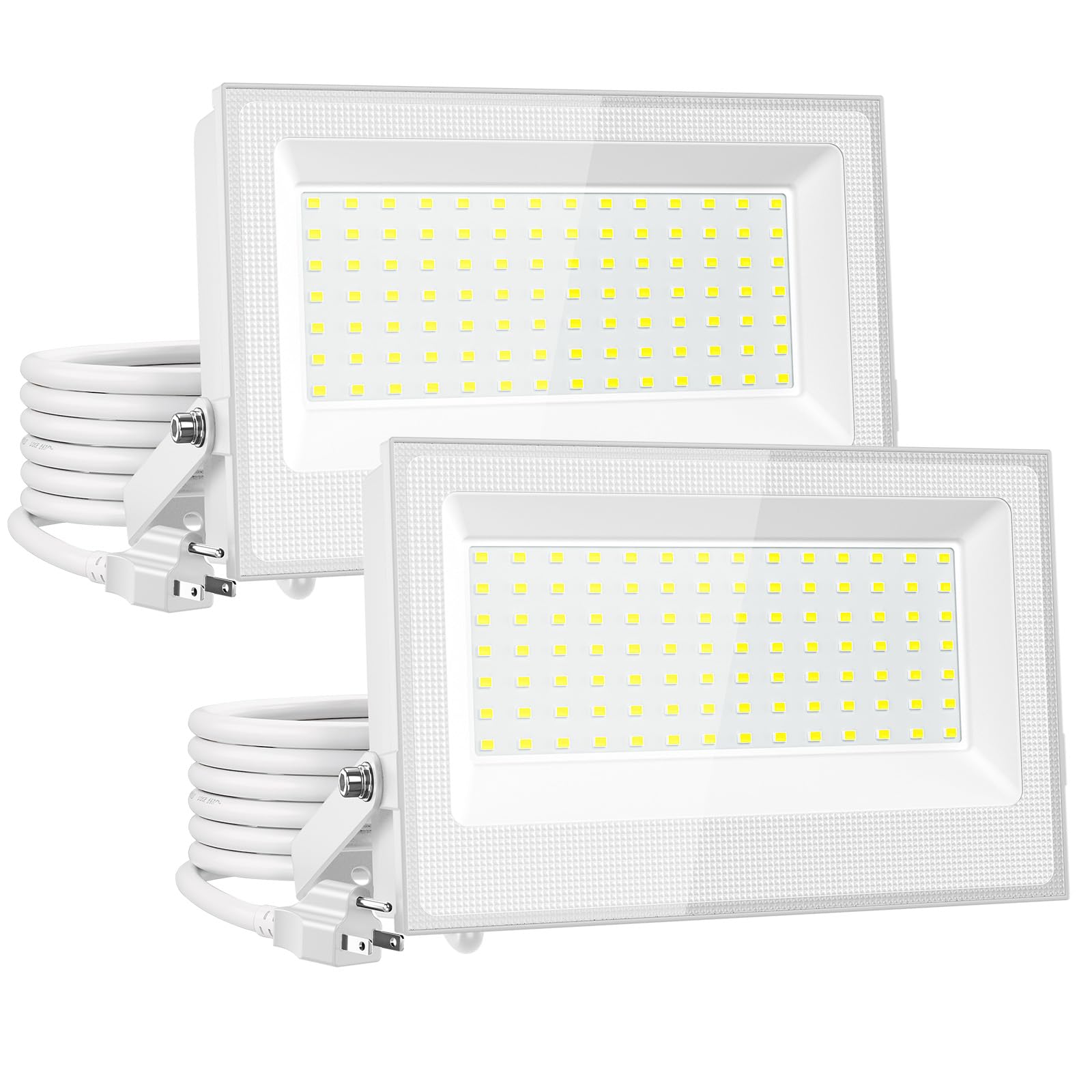 Onforu 120W Flood Lights Outdoor,12000lm White LED Work Light with Plug, 6500K Daylight White LED Flood Lighting, IP66 Waterproof Security Yard Lights for Yard Garage Stadium 2 Pack Image
