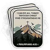(3Pcs) I Can Do All Things Through Christ Who Strengthens Me Christian Faith Sticker Philippians 4 13 Waterproof Die-Cut Vinyl Sticker for Kindle Laptop Water Bottle Funny Decal Gifts 2 Inches