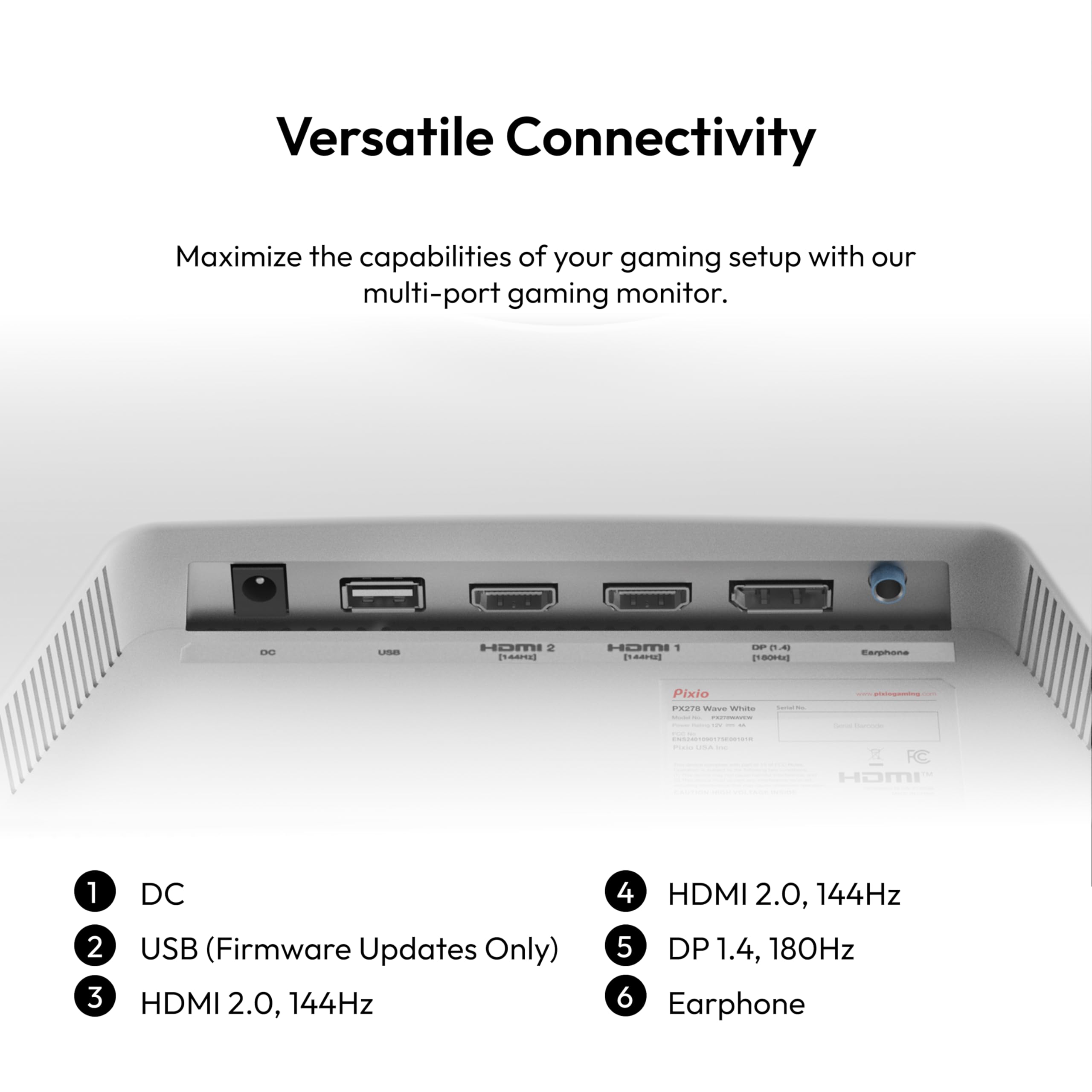 Pixio PX278 Wave White 27 inch 180Hz Refresh Rate QHD 1440p Resolution Fast IPS Panel 1ms GTG Response Time White Gaming Monitor with FreeSync