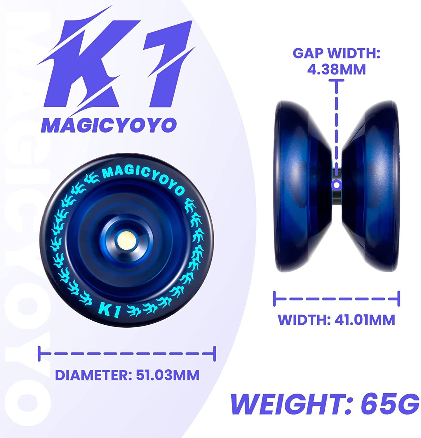 K1 Responsive Yoyo for Kids, Dual Function Yo Yo K2 for Unresponsive Yoyo with KK Bearing, Plastic Crystal Yoyos 3 Pack+Yoyo Strings+Bearing Removal Tool+KK Bearing+Bags