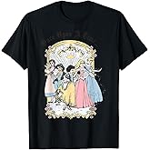 Disney Princess Once Upon A Time Vintage Cartoon T-Shirt, White, Small