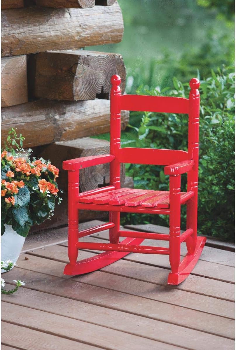 childs red rocking chair