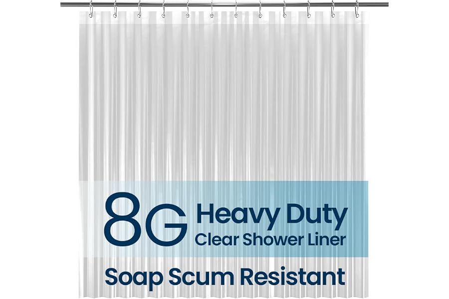 LiBa Bathroom Shower Curtain Waterproof Plastic Shower Curtain Premium PEVA Non-Toxic with Rust Proof Grommets Clear 8G Bathr