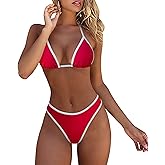 MOSHENGQI Women Sexy Brazilian Bikini 2 Piece Spaghetti Strap Top Thong Swimsuit Bathing Suit