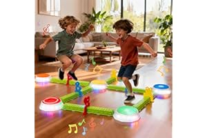 Light Up Stepping Stones for Kids, 15 piece Balance Beams Toddler Stepping Stones Obstacle Course Sensory Toys with Game Spin