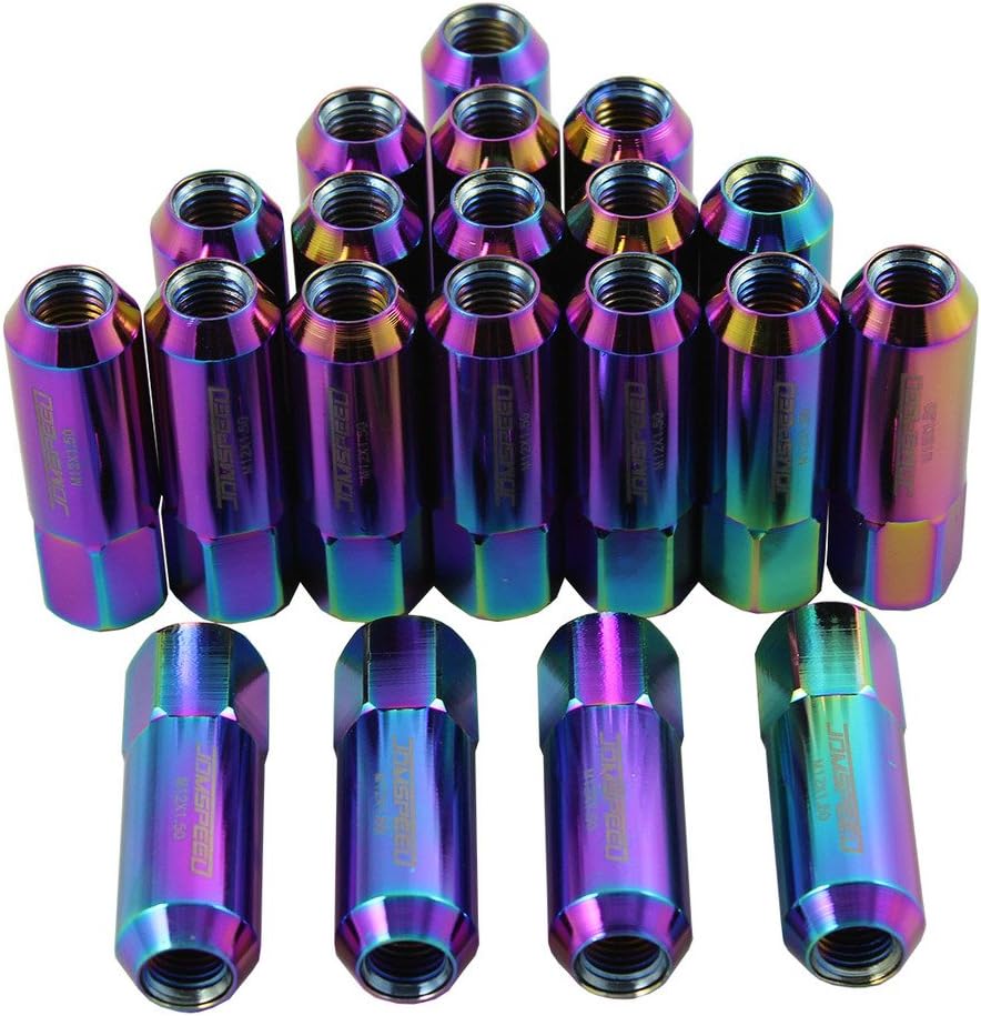 Generic Neo Chrome 60MM Aluminum Extended Tuner Lug Nuts For Wheel Rims