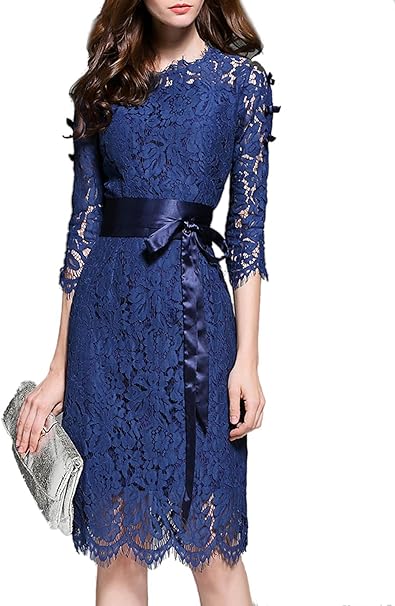 blue lace cocktail dress