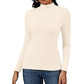 Women's Long Sleeve Shirts Mock Neck Tops 2025 Fall Basic Tees Slim Fit Thermal Layering Top Clothes Outfits