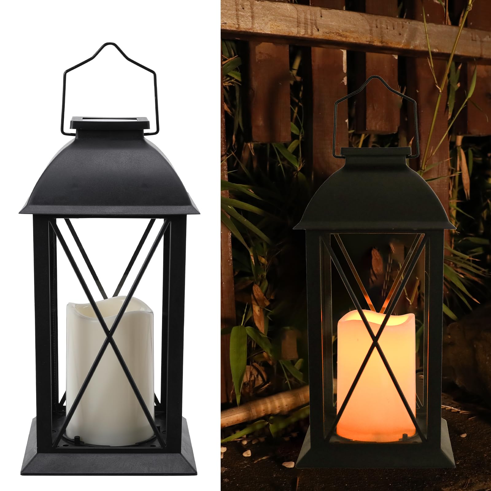 Photo 1 of 2 Pack Outdoor Solar Lantern 12" Battery Hanging Lanterns Waterproof Vintage Classics Flickering Flameless Candle Lanterns for Patio, Table, Party, Garden, Table, Kitchen