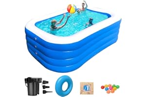 Swimming Pool GooMood Inflatable Pool 71” x 51” x 28” Blow Up Pool, Kids Family Pool for Summer Water Party, BPA-Free Above Ground Blow Up Kiddie Pool Ball/Sand Pit, Outdoor, Garden, Backyard