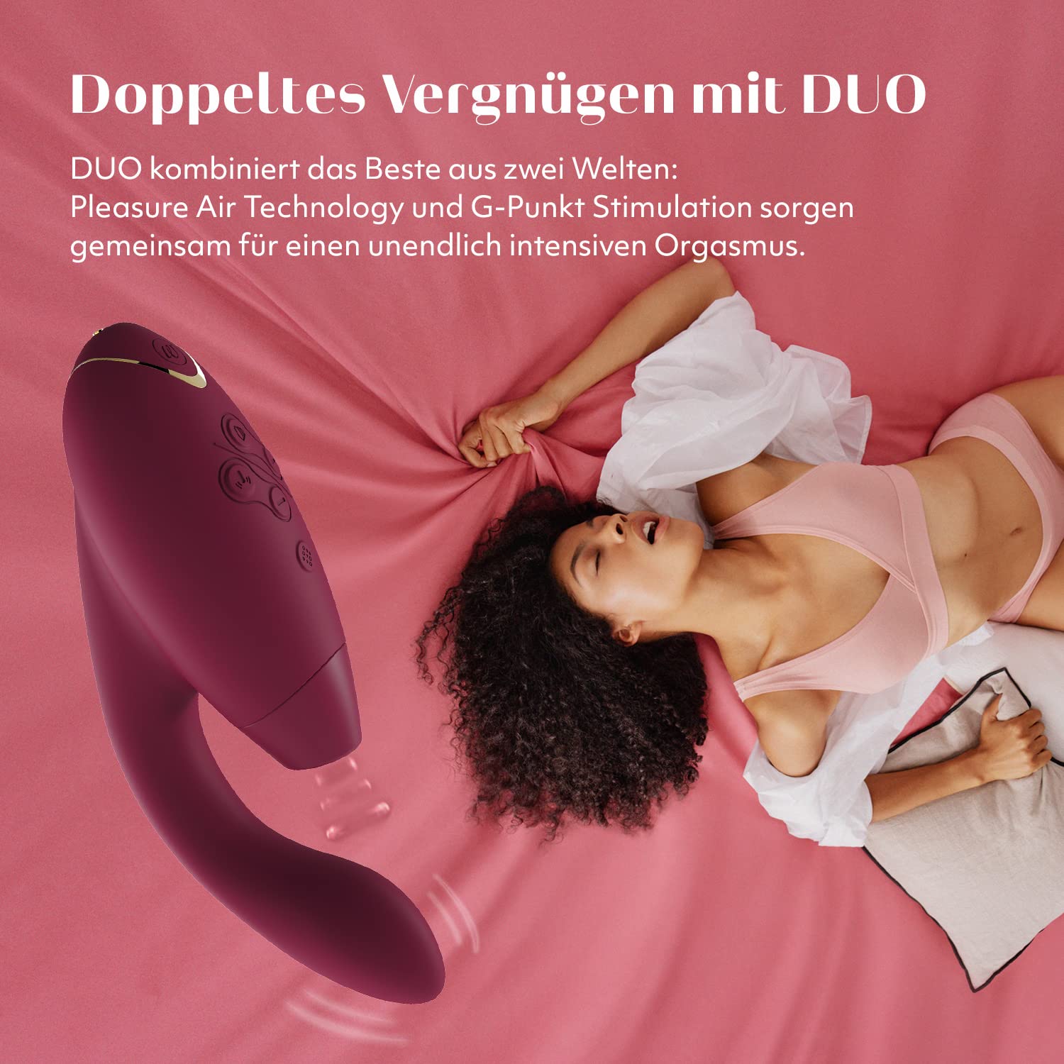 Womanizer DUO 1 Rabbit-Vibrator & G-Punkt Stimulator mit Klitoris-Sauger, doppelte Stimulation mit je 12 Intensitätsstufen, Bordeaux Gold 4