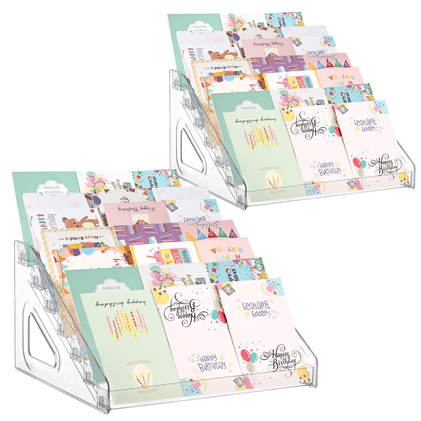 Photo 1 of 2 Pcs 7 Tier Acrylic Greeting Card Display Stand Portable Display Rack Storage Sticker Organizer Stamp Postcard Mail Greeting Card Holder Portable Display Rack Holder